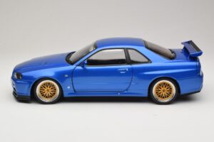 Nissan Skyline GT-R R34 V-Spec II Blauw Metallic BBS Velgen KK-Scale 1:12 KKDC120211-2 Metaal — afbeelding 4 van 8