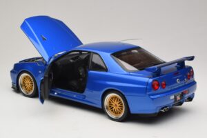 Nissan Skyline GT-R R34 V-Spec II Blauw Metallic BBS Velgen KK-Scale 1:12 KKDC120211-2 Metaal — afbeelding 5 van 8