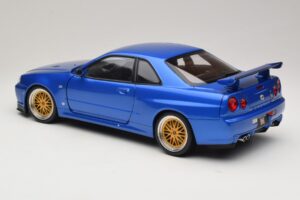 Nissan Skyline GT-R R34 V-Spec II Blauw Metallic BBS Velgen KK-Scale 1:12 KKDC120211-2 Metaal — afbeelding 7 van 8