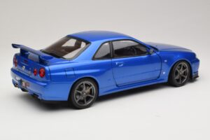 Nissan Skyline GT-R R34 V-Spec II Blauw Metallic OEM Velgen KK-Scale 1:12 KKDC120211-1 Metaal — afbeelding 3 van 8