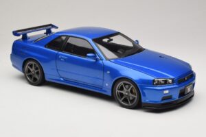 Nissan Skyline GT-R R34 V-Spec II Blauw Metallic OEM Velgen KK-Scale 1:12 KKDC120211-1 Metaal — afbeelding 6 van 8