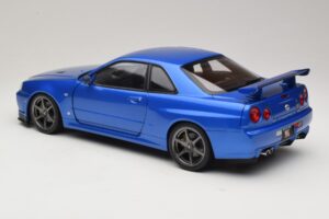 Nissan Skyline GT-R R34 V-Spec II Blauw Metallic OEM Velgen KK-Scale 1:12 KKDC120211-1 Metaal — afbeelding 7 van 8