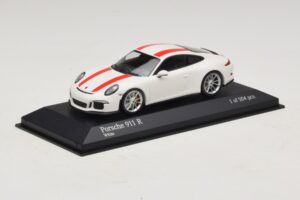 Porsche 911 991.1 R Wit Met Rode Strepen Minichamps 1:43 410066220 Metaal — afbeelding 3 van 6