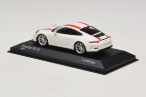 Porsche 911 991.1 R Wit Met Rode Strepen Minichamps 1:43 410066220 Metaal — afbeelding 4 van 6