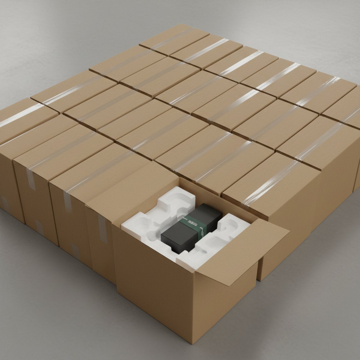 Ingepakte zakelijke bestelling met beschermend vulmateriaal, klaar voor verzending